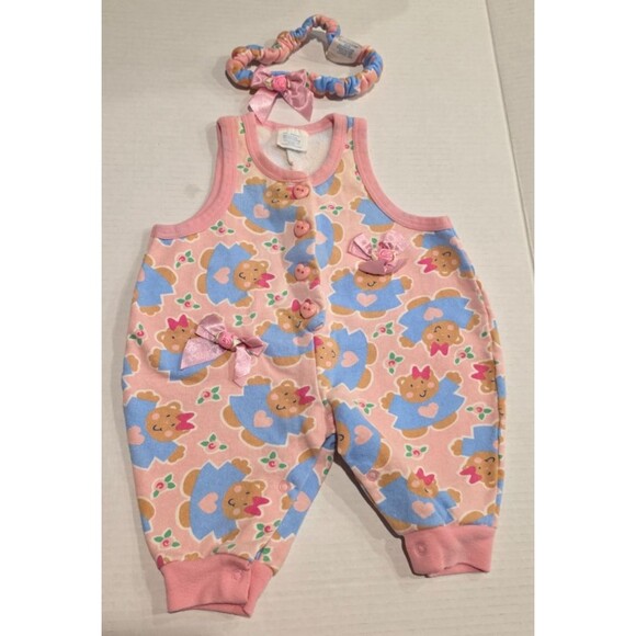 Vintage 1990s Baby Romper with Headband, Pink with Teddy Bears 6-9 Months - Picture 5 of 8